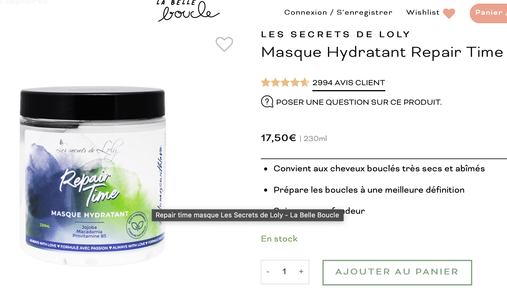 masque hydratant repair time les secrets de loly